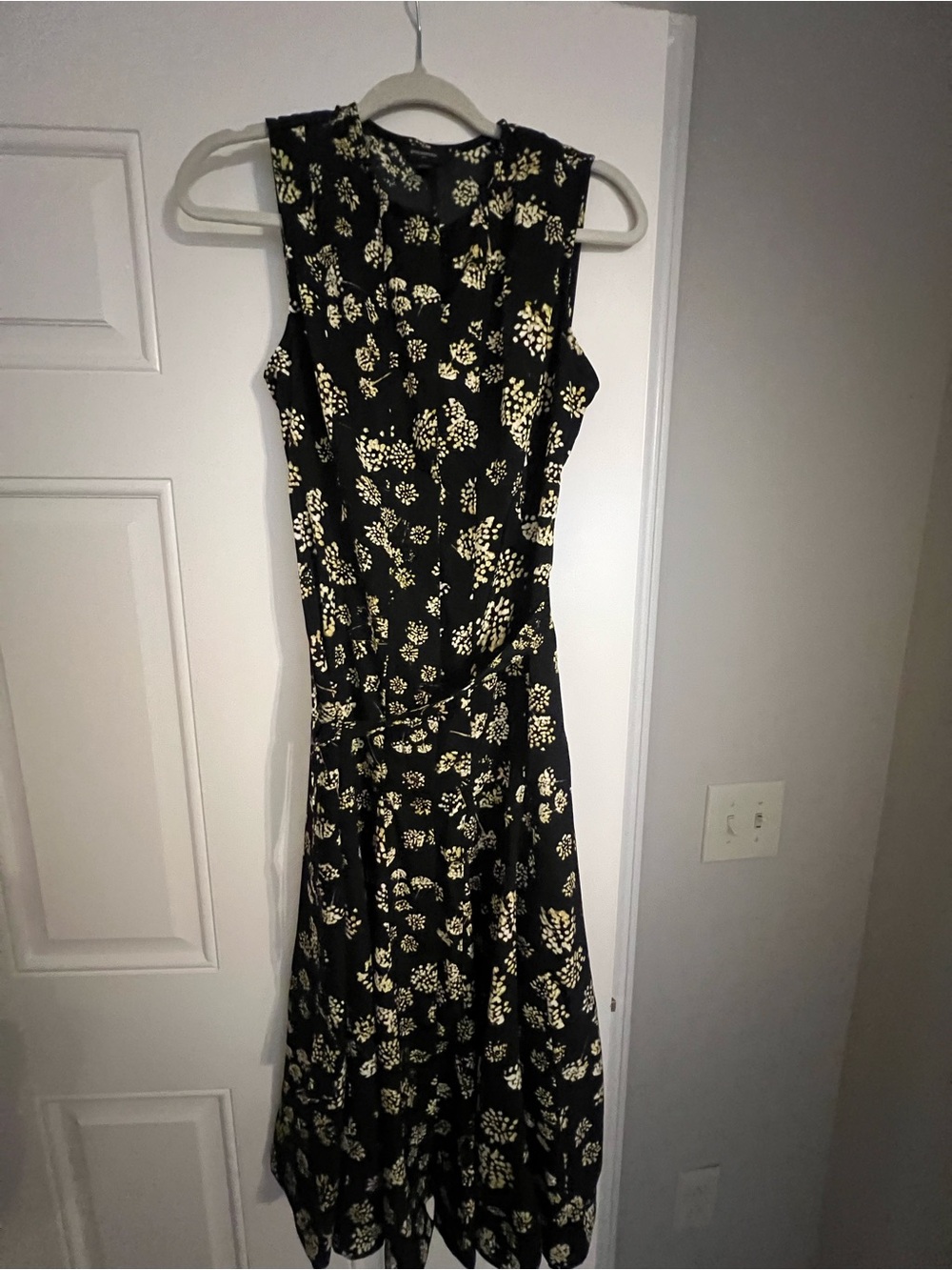 Banana Republic Black Midi Dress with Cream Floral Print